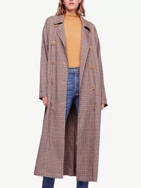 Free People Melody Menswear Trench Coat in Neutral Combo